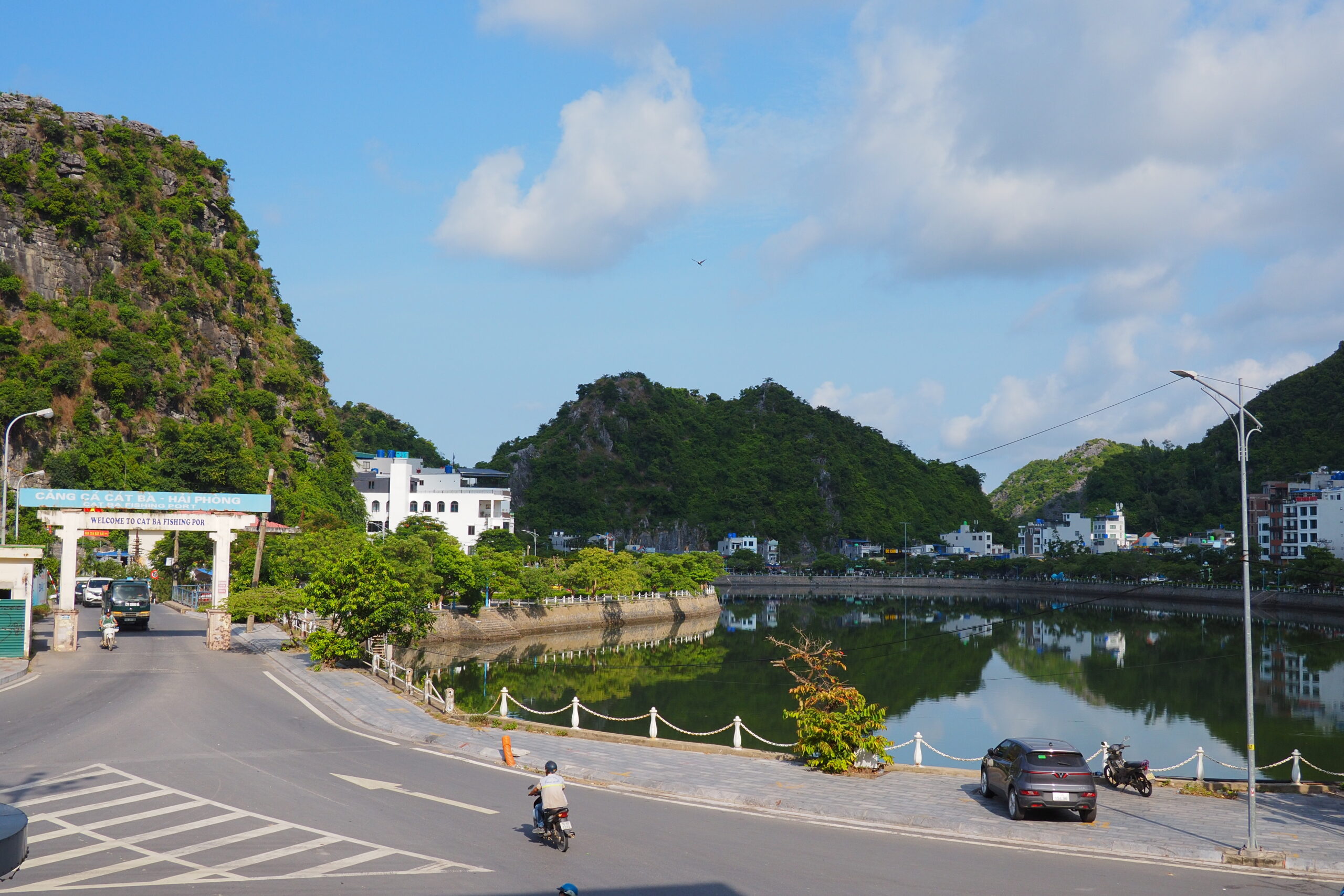 Fishing port road beside the town lagoon